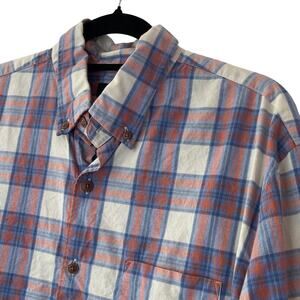 J. Crew Mens Classic Button Down Shirt Large Cotton Blackwatch Plaid Long Sleeve